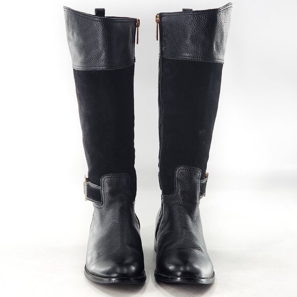 TORY BURCH Tenley Black Leather Suede Combo Designer Riding Boots - Picture 4 of 10